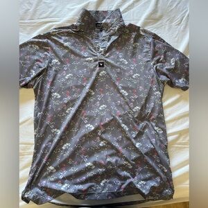 Large Bad Birdie Purple Floral Golf Polo